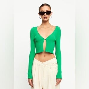 Lioness Green Cardigan Crop Top in XS